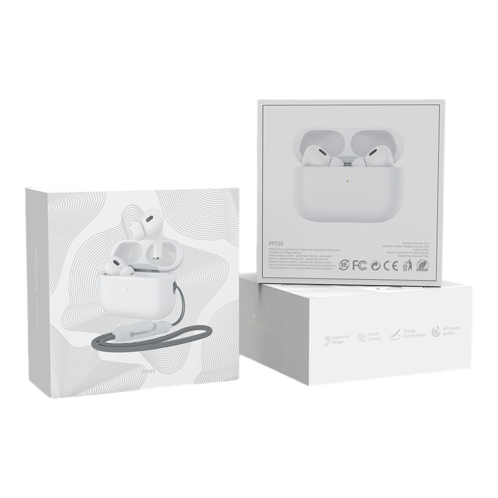 BT. TWS Wireless Earphone - PF550 | Bluetooth Earbuds with Long Battery Life, Superior Sound, Hands-Free Calling, and Touch Controls for Music and Calls BT. TWS Wireless Earphone - PF550 | Bluetooth Earbuds with Long Battery Life, Superior Sound, Hands-Free Calling, and Touch Controls for Music and Calls